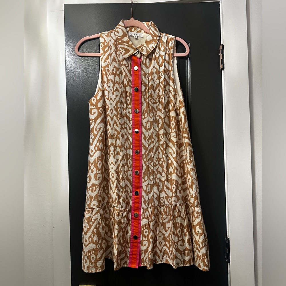 THML Tan and White Patterned Dress